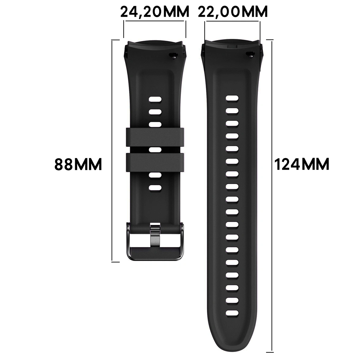 Grafika poglądowa ukazująca sposób mierzenia paska do Huawei Watch 5 46 mm